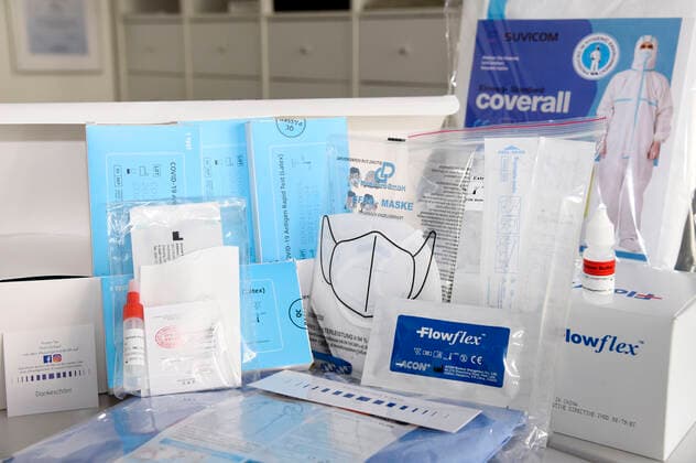 Vorstellung des Acon Biotech Flowflex SARS-CoV-2-Antigen Schnelltests, der über die Baumgartner & Rath GmbH Hightech Unternehmen vertrieben wird. (Symbolbild, Themenbild) München, 08.03.2021