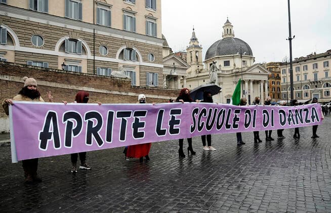 Coronavirus in Italien, Protest von Angestellten im Sport-Sektor in Rom Foto IPP Fabio Cimaglia Roma 09 03 2021 emergenza coronavirus - covid 19 nella foto la manifestazione di protesta dei lavoratori del settore sport Roma 09 03 2021 - Manifestazione