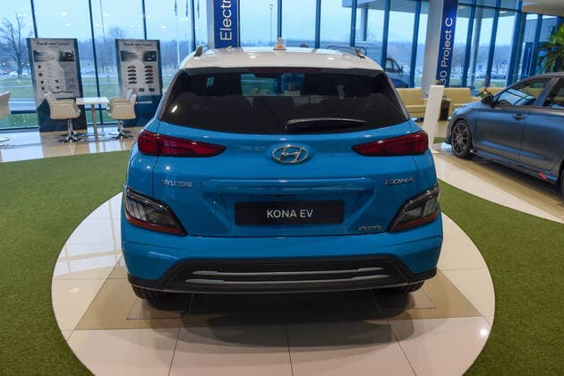 Hyundai Motor Manufacturing Czech (HMMC) celebrates one year production of the fuly-electric compact SUV Kona Electric at its Czech manufacturing plant in Nosovice, Czech Republic, March 8, 2021. Plant produces 30.000 electric vehicles. Hyundai is leading provider of electro-mobility solutions in Europe. (CTKxPhoto JaroslavxOzana) CTKPhotoP202103090378301  JAO 02