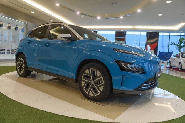 Hyundai Motor Manufacturing Czech (HMMC) celebrates one year production of the fuly-electric compact SUV Kona Electric at its Czech manufacturing plant in Nosovice, Czech Republic, March 8, 2021. Plant produces 30.000 electric vehicles. Hyundai is leading provider of electro-mobility solutions in Europe. (CTKxPhoto JaroslavxOzana) CTKPhotoP202103090397301  JAO 17