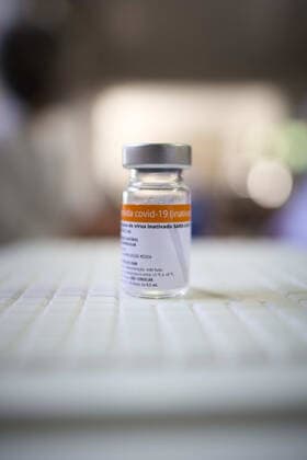 March 10, 2021, Franca, Sao Paulo, Brazil: Coronavac vaccine ampoule. Elderly between 85 and 89 years old receive the second dose of the vaccine against covid-19 in Franca, Sao Paulo, Brazil, on March 10, 2021. Franca Brazil - ZUMAv129 20210310_znp_v129_014 Copyright: xIgorxDoxValex