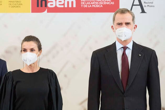 10-03-2021 Madrid Queen Letizia and King Felipe during the19th In Mermoriam concert, organized by the foundation of victims of terrorism, in memory of the victims of 4March Madrid bombing at the national auditory in Madrid, Spain. Â  Copyright: xppex