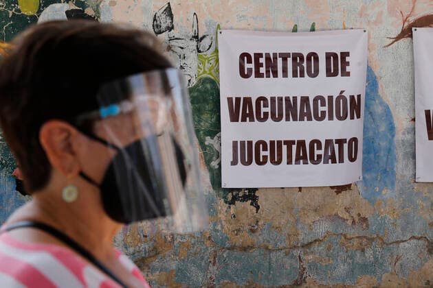 March 10, 2021, Uruapan, Michoacan, Mexico: Persons wait receive a dose of Pfizer-BioNTech Covid-19 vaccine during mass vaccine inside of Hermanos Lopez Rayon sports center, a designated priority vaccination center for elderly over 60 years in the Uruapan town. On March 10, 2021 in Michoacan, Mexico. Uruapan Mexico - ZUMAe321 20210310_zia_e321_007 Copyright: xCarlosxGuzmanx