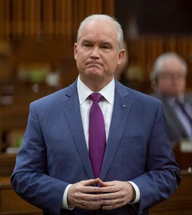 March 11, 2021, Ottawa, on, Canada: Leader of the Opposition Erin O Toole rises to deliver a statement on the National Day of Observance of COVID-19, to recognize victims and the impacts of pandemic, in the House of Commons, in Ottawa, Thursday, March 11, 2021. Ottawa Canada - ZUMAc35_ 20210311_zaf_c35_017 Copyright: xAdrianxWyldx