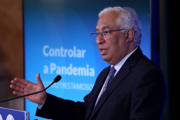 (210312) -- LISBON, March 12, 2021 -- Portuguese Prime Minister Antonio Costa holds a press conference to announce the plan to gradually ease COVID-19 lockdown at the Ajuda National Palace in Lisbon, Portugal, on March 11, 2021. Portuguese Prime Minister Antonio Costa announced on Thursday the country s schedule of reopening after more than two months of lockdown to contain the COVID-19 pandemic, pledging that it will be a prudent, cautious and gradual reopening. (Photo by Xinhua) PORTUGAL-LISBON-PM-PRESS CONFERENCE-COVID-19 PedroxFiuza 