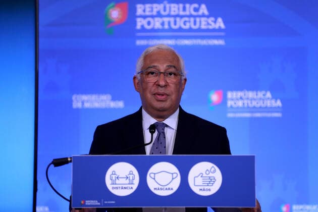 (210312) -- LISBON, March 12, 2021 -- Portuguese Prime Minister Antonio Costa holds a press conference to announce the plan to gradually ease COVID-19 lockdown at the Ajuda National Palace in Lisbon, Portugal, on March 11, 2021. Portuguese Prime Minister Antonio Costa announced on Thursday the country s schedule of reopening after more than two months of lockdown to contain the COVID-19 pandemic, pledging that it will be a prudent, cautious and gradual reopening. (Photo by Xinhua) PORTUGAL-LISBON-PM-PRESS CONFERENCE-COVID-19 PedroxFiuza 
