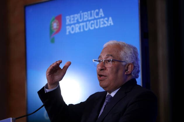 (210312) -- LISBON, March 12, 2021 -- Portuguese Prime Minister Antonio Costa holds a press conference to announce the plan to gradually ease COVID-19 lockdown at the Ajuda National Palace in Lisbon, Portugal, on March 11, 2021. Portuguese Prime Minister Antonio Costa announced on Thursday the country s schedule of reopening after more than two months of lockdown to contain the COVID-19 pandemic, pledging that it will be a prudent, cautious and gradual reopening. (Photo by Xinhua) PORTUGAL-LISBON-PM-PRESS CONFERENCE-COVID-19 PedroxFiuza 