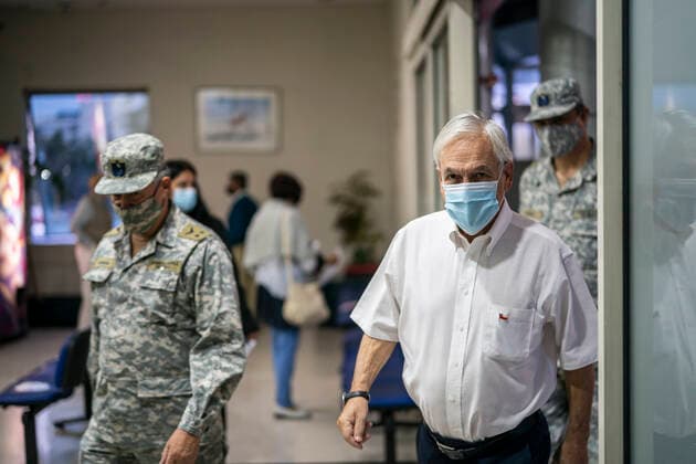 (210313) -- SANTIAGO, March 13, 2021 -- Chile s President Sebastian Pinera arrives at a hospital to receive his second dose of COVID-19 vaccine developed by Chinese pharmaceutical firm Sinovac in Santiago, Chile on March 12, 2021. ( Handout via Xinhua) CHILE-SANTIAGO-COVID-19-PRESIDENT-CHINESE VACCINE OfficexofxthexChileanxPresident 