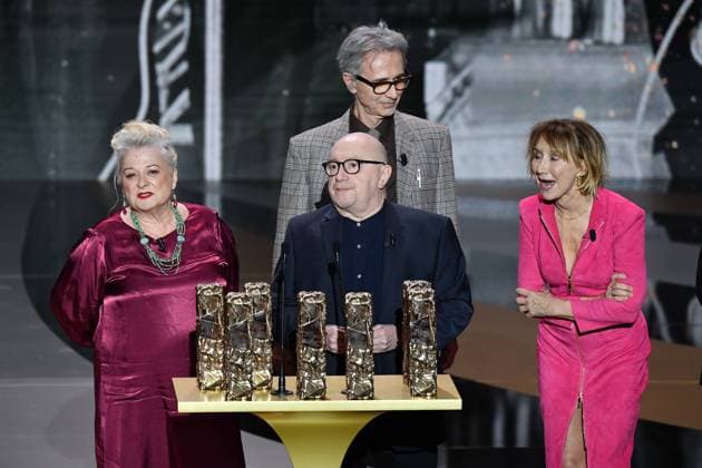46eme Ceremonie des Cesar. Salle. 46th Cesar Film Awards. Ceremony on stage. 265934 0000-00-00 Lhermitte, Thierry; Balasko, Josiane; Blanc, Michel; Chazel, Marie-Anne  Copyright: xDominiquexCharriau Poolx STAR_265934_147