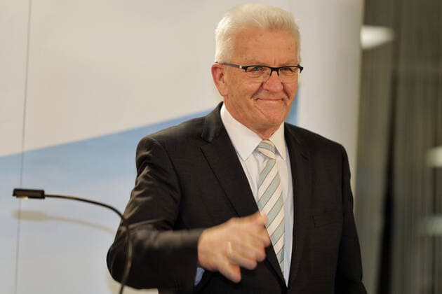 LTWBW21. Landtagswahl Baden-Württemberg. Winfried KRETSCHMANN (Grüne, Ministerpräsident). Deutschland, Baden-Württemberg, Stuttgart, 14.03.2021.