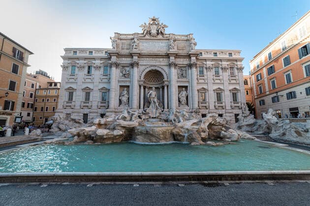 Wildeangle view of Trevi Fountain after the lockdown, Rome, Lazio, Italy, Europe LeonardoMangia REDA&CO 1028_14_LEM0035