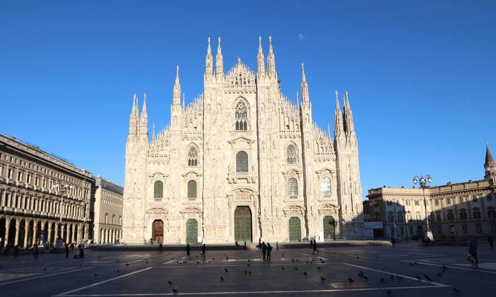Coronavirus in Italien, Lockdown in Mailand foto ipp clemente marmorino- milano 15 03 2021- coronavirus covid 19 - zona rossa - centro semideserto - piazza duomo - coronavirus covid 19 - zona ross