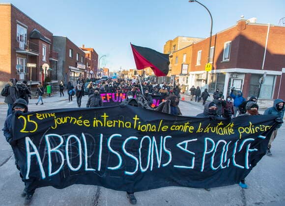 March 15, 2021, Montreal, PQ, Canada: Protesters take part in the annual anti-police brutality demonstration in Montreal, Monday, March 15, 2021. Montreal Canada  - ZUMAc35_ 20210315_zaf_c35_097 Copyright: xRyanxRemiorzx