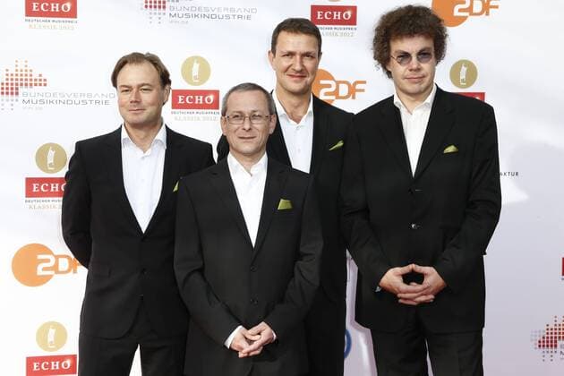 Leipziger Streichquartett 4 auf dem Roten Teppich bei der Verleihung des ECHO Klassik 2012 im Konzerthaus Berlin auf dem Gendarmenmarkt im Herzen Berlins. Copyright: xEventpressxHerrRax