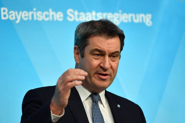 Markus SOEDER (Ministerpraesident Bayern und CSU Vorsitzender),Gestik, Einzelbild,angeschnittenes Einzelmotiv,Portraet,Portrait,Porträt. Pressekonferenz der Bayerischen Staatsregierung nach Kabinettssitzung am 16.03.2021 im Prinz Carl Palais in Muenchen.