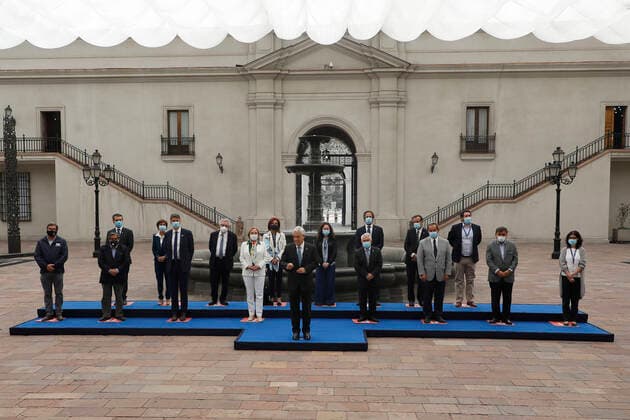 Santiago, March 16, 2021 The President of the Republic, Sebastian Pinera, makes a press point after a meeting with representatives of the National Plan of Immunization mayors representing associations of municipalities and universities Dragomir Yankovic Aton Chile, Santiago Chile Aton 495173  Copyright: DRAGOMIRxYANKOVIC ATONxCHILE