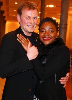 Schauspieler David Striesow mit Frau Francine bei der - 15. Medienpreis der Kindernothilfe - in der Hauptstadtrepraesentanz der Deutschen Telekom in Berlin *** Actor David Striesow with his wife Francine at the 15 Kindernothilfe media award ceremony at Deutsche Telekoms capital office in Berlin Copyright: xEventpressxHerrmannx