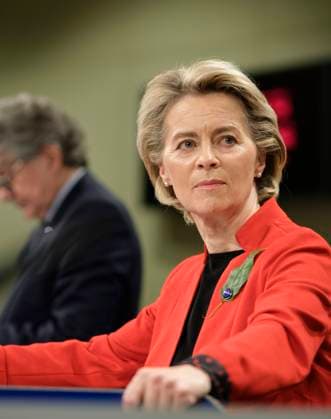 European Commission President Ursula von der Leyen addresses the media about the covid-19 passport at the Berlaymont, the headquarters of the European Commission, on March 17, 2021 in Brussels, Belgium. Today, the European Commission is proposing to create a digital green certificate to facilitate safe and free movement within the EU during the COVID-19 pandemic. The digital green certificate will be proof that a person has been vaccinated against COVID-19, tested negative or recovered from COVID-19. It will be available, free of charge, in digital or paper format. It will include a QR code to ensure the security and authenticity of the certificate.  NicolasxLandemardx xLexPictorium LePictorium_0243233