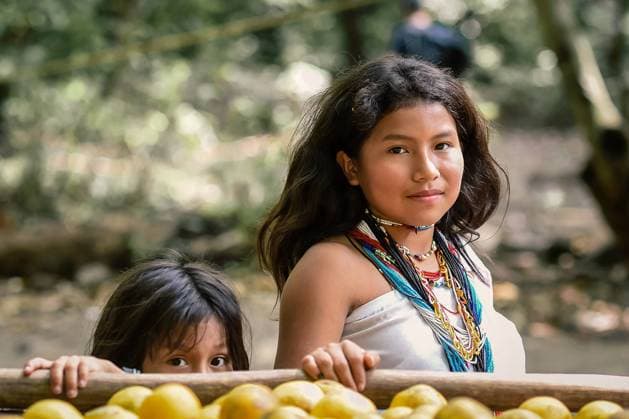 IMAGO Nature: Unsere Erde, Naturschutz, Indigene Völker Tayrona, Magdalena, Colombia - March 09 2021: portrait of an Kogi indigenous kids, Kogi children in the Parque Natural Tayrona, Magdalena, Santa Marta, Colombia or Columbia