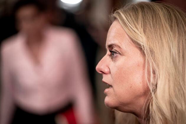 Coronavirus in Dänemark, Minister beraten über Lockerungen der Corona-Maßnahmen Pernille Vermund (NB) ankommer til moede i Statsministeriet om en yderligere genaabning af landet, paa Christiansborg torsdag den 18. marts 2021.. , Copenhagen Denmark Copyright: RitzauxScanpix MadsxClausxRasmussenx cop103 spdk20210318-183630-L