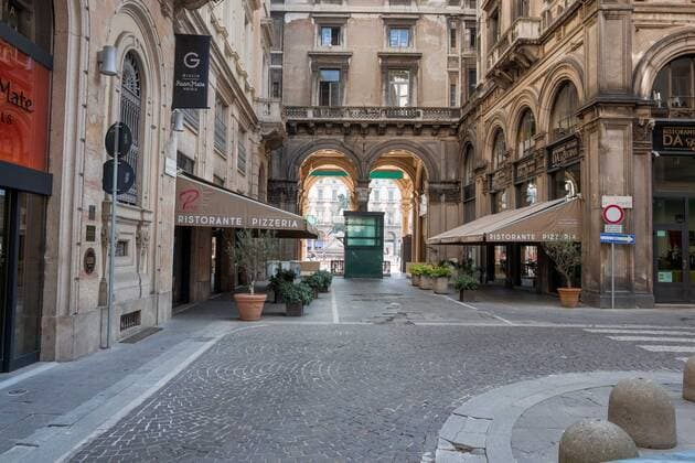 Milan. Red area streets in the center few people restaurants shops and bars closed Editorial Usage Only  Copyright: xCarloxCozzolix xIPAx