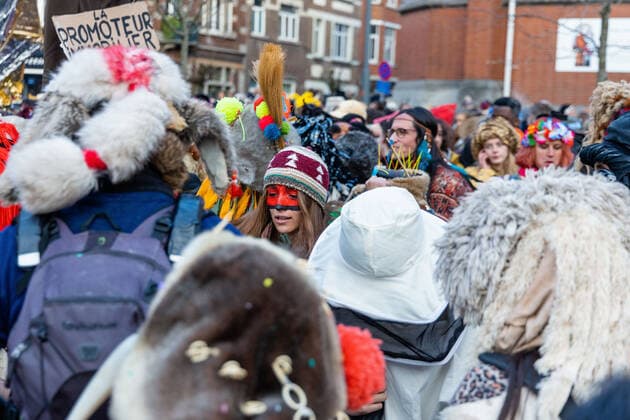 March 20, 2021, Brussels, Belgium: wild carnival and dance without masks in brussels for culture Brussels Belgium - ZUMAb331 20210320_zaf_b331_083 Copyright: xArnaudxBrianx