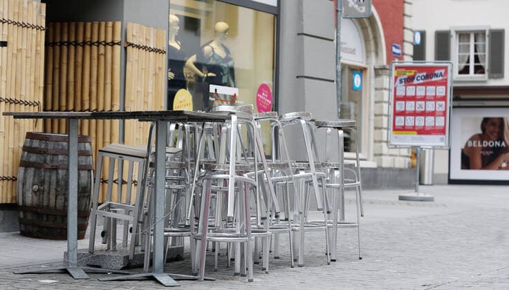Foto Manuel Geisser 22.03.2021 Aarau AG : Restaurant geschlossen Altstadt Aarau . Coronavirus