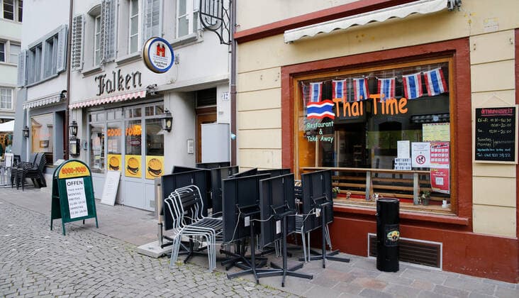Foto Manuel Geisser 22.03.2021 Aarau AG : Restaurant Thai Time geschlossen . Coronavirus