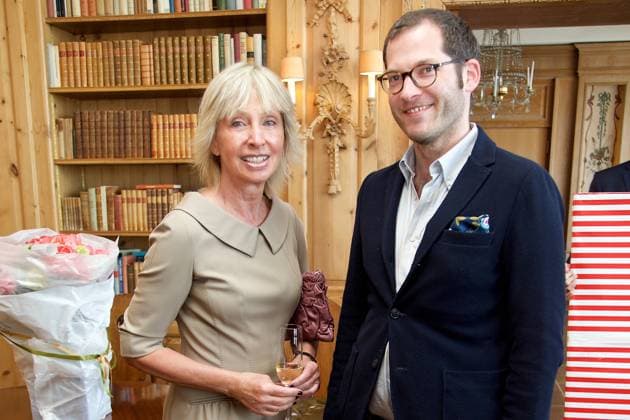 Gaby Senge und Julian Reichelt beim Empfang zum Dinner 90 Geburtstag von Peter Bacher im Axel Springer Haus ( Journalisten Club ) in Berlin. *** Gaby Senge and Julian Reichelt at the reception for Peter Bachers 90th birthday dinner at the Axel Springer Haus Journalisten Club in Berlin Copyright: xEventpressxRadkex