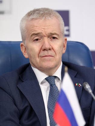 MOSCOW, RUSSIA - MARCH 23, 2021: Ernesto Ferlenghi, Co-Chairman of the Russian-Italian Civil Society Dialogue Forum, attends an international online conference on the Sputnik V vaccine rollout and its prospects in Italy. Anton Novoderezhkin TASS  TS0FA2AC