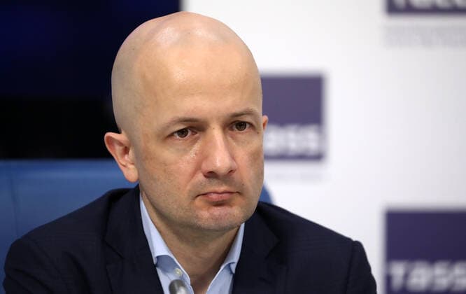 MOSCOW, RUSSIA - MARCH 23, 2021: AEB (Association of European Businesses) CEO Tadzio Schilling attends an international online conference on the Sputnik V vaccine rollout and its prospects in Italy. Anton Novoderezhkin TASS  TS0FA2AB