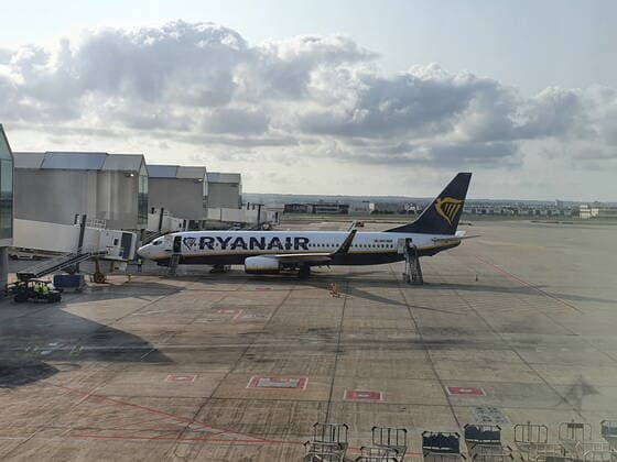 Themenfoto: Reisen, Corona, Mallorca, 23.03.2021 Flugzeug Ryanair, der RyanairDlieger bringt die ersten Gäste für den Osterurlaub auf Mallorca, Themenfoto: Reisen, Corona, Mallorca - Copyright: xAugstx xEibner-Pressefotox EP_jat