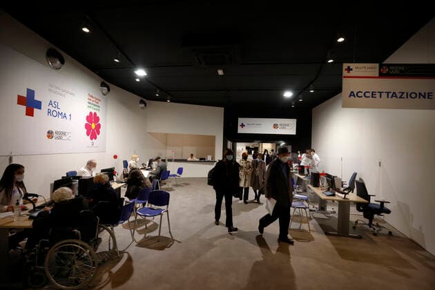 Rome, 23 March 2021. Administration of the vaccine against Covid-19 at the Auditorium Parco della Musica Editorial Usage Only  Copyright: xVincenzoxLivierix xIPAx
