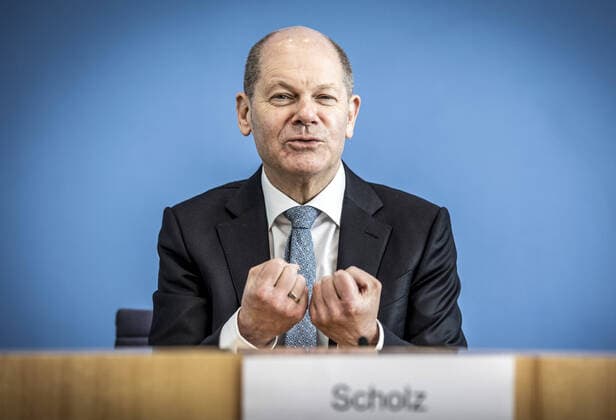 News Bilder des Tages Bundesfinanzminister Olaf Scholz, SPD, in der Bundespressekonferenz. Berlin, 24.03.2021, Berlin Deutschland
