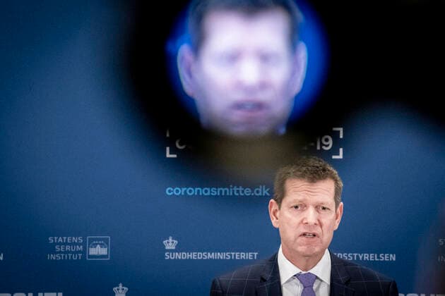 Coronavirus in Dänemark, PK in Kopenhagen zum 14 tägigen AstraZeneca Impfstopp Direktoer for Sundhedsstyrelsen, Soeren Brostroem under pressebriefing om status paa undersoegelse af AstraZeneca vaccinen som har vaeret paa 14 dages pause og det sker i Eigtveds Pakhus i Koebenhavn, torsdag den 25. marts 2021.. , Copenhagen Denmark Copyright: RitzauxScanpix MadsxClausxRasmussenx COP107 spdk20210325-141014-L