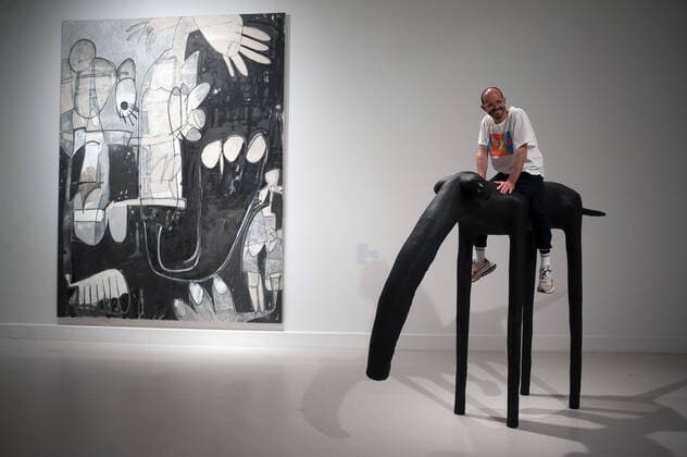 Bilder des Jahres 2021, Entertainment 03 März Entertainment Themen der Woche KW12 Entertainment Bilder des Tages March 26, 2021, Malaga, Spain: Rafael Macarron (L-1) poses to the media on the top of his sculpture during the opening of the exhibition at Contemporary Art Center..Spanish artist Rafael Macarron, shows his first individual exhibit Quince in a Spanish museum with fifteen works, of paintings, drawings and bronze sculptures of large format. He has participated in collective and individual exhibitions in Spain and others countries. The exhibition will run from 26th March to 6th June of 2021. Malaga Spain - ZUMAs197 20210326_zaa_s197_050 Copyright: xJesusxMeridax