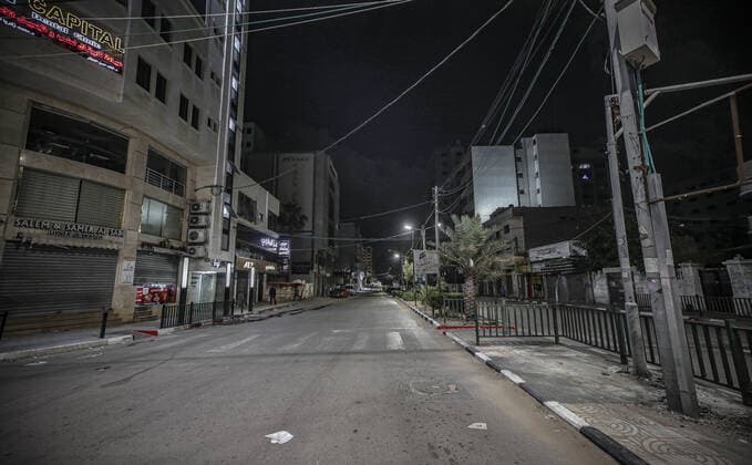 March 28, 2021, Gaza city, The Gaza Strip, Palestine: Empty streets amid a coronavirus lockdown from 9:00 PM to 6:00 AM in Gaza City, 27 March 2021. The Ministry of Interior in Gaza City announced new measures on .25 March 2021, as number of coronavirus positive cases increase. Gaza city Palestine - ZUMAq100 20210328_zaa_q100_051 Copyright: xAbedxAlrahmanxAlkahloutx
