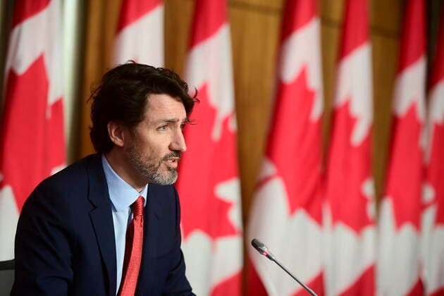March 30, 2021, Ottawa, on, Canada: Prime Minister Justin Trudeau holds a press conference during the COVID-19 pandemic in Ottawa on Tuesday, March 30, 2021. Ottawa Canada  - ZUMAc35_ 20210330_zaf_c35_022 Copyright: xSeanxKilpatrickx