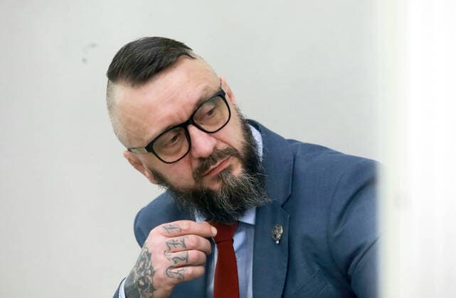News Themen der Woche KW13 Bilder des Jahres 2021, News 03 März News Bilder des Tages KYIV, UKRAINE - MARCH 31, 2021 - ATO veteran and musician Andrii Antonenko who is a suspect in the murder case of journalist Pavel Sheremet is pictured during a hearing in the Kyiv Court of Appeal into the appeal of his lawyers against the extension of his detention, Kyiv, capital of Ukraine. Case of Andrii Antonenko in Kyiv Court of Appeal  Copyright: xVolodymyrxTarasovx