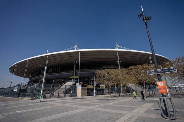 View of the Stade de France in Saint-Denis on March 31, 2021, where a Covid-19 vaccination centre will open on April 6. In order to accompany the increase of the vaccination campaign, 38 giant vaccination centers will be opened in the next few days.  Copyright: xAurelienxMorissardx