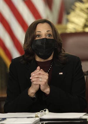 U.S. Vice President Kamala Harris holds a roundtable discussion with faith leaders on their efforts to encourage communities to take the COVID-19 vaccine at the White House on Wednesday, March 31, 2021 in Washington, DC.  WASP2021033103 YurixGripas