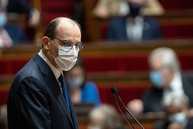 Coronavirus in Frankreich, Erklärung von Premier Jean Castex Paris, France le 1 avril 2021 - Declaration du Premier Ministre Jean Castex, a l Assemblee Nationale, concernant l evolution de la situation sanitaire et les mesures necessaires pour y repondre. French Prime Minister, Jean Castex s statement at the French Parliament on the evolution of the health situation and the necessary measures to respond to it, in Paris on April 1, 2021.  Copyright: xAurelienxMorissardx