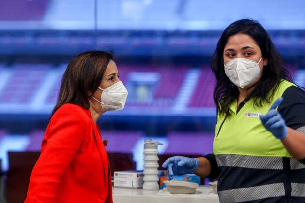 The Minister of Defence, Margarita Robles, goes to be vaccinated against the coronavirus at the Wanda Metropolitano, in Madrid (Spain), on April 1, 2021. Margarita Robles was summoned to be vaccinated this Thursday within the health plan of the Community of Madrid, which administers the first dose of the AstraZeneca vaccine to people aged between 60 and 65 years. 01 APRIL 2021 Ricardo Rubio LagenciaEP 04 01 2021 Madrid Madrid Spain Copyright: xRicardoxRubiox 3629337