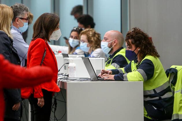 The Minister of Defence, Margarita Robles, after being vaccinated against the coronavirus at the Wanda Metropolitano, in Madrid (Spain), on April 1, 2021. Margarita Robles was scheduled to be vaccinated on Thursday as part of the health plan of the Community of Madrid, which administers the first dose of the AstraZeneca vaccine to people aged between 60 and 65 years. 01 APRIL 2021 Ricardo Rubio LagenciaEP 04 01 2021 Madrid Madrid Spain Copyright: xRicardoxRubiox 3629341