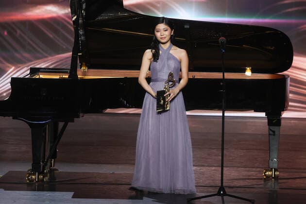 MOSCOW, RUSSIA â€“ APRIL 2, 2021: Japanese pianist Shio Okui at the 2021 BraVo music awards ceremony at the Bolshoi Theatre. BraVo is an international professional music award presented to artists for their contribution to classical art and popular music. This year, the award is presented for achievement in classical art in the past two years. Vyacheslav Prokofyev TASS  TS0FB616