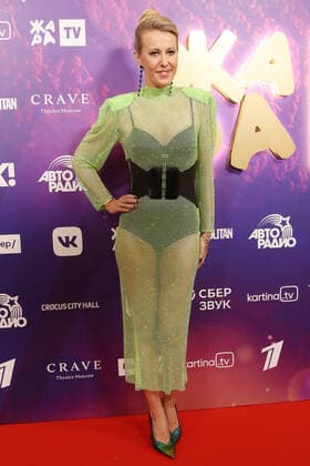 MOSCOW REGION, RUSSIA - APRIL 4, 2021: TV host Ksenia Sobshak poses for a photo before the 2021 Zhara Music Awards ceremony at the Crocus City Hall. Vyacheslav Prokofyev TASS  TS0FB88E