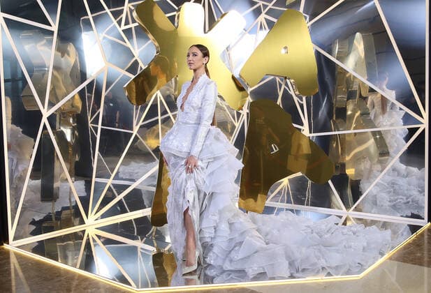 MOSCOW REGION, RUSSIA - APRIL 4, 2021: Singer Olga Buzova poses for a photo before the 2021 Zhara Music Awards ceremony at the Crocus City Hall. Vyacheslav Prokofyev TASS  TS0FB89E