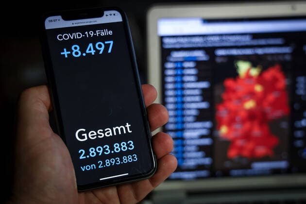 Coronavirus in Deutschland - Covid-19-Dashboard des Robert Koch-Institut 05.04.2021: Robert Koch-Institut: COVID-19-Fälle 2.893.883. Zugang um 8.497 gegenüber dem Vortag. Information des RKI: Rund um die Osterfeiertage ist zu beachten, dass weniger Personen einen Arzt aufsuchen, weniger Proben genommen und weniger Laboruntersuchungen durchgeführt werden und damit weniger Erregernachweise an das RKI gemeldet werden.