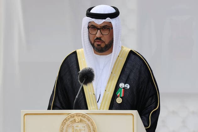 GROZNY, RUSSIA - APRIL 5, 2021: UAE Ambassador to Russia Mohammed Ahmed Al Jaber speaks during a ceremony to rename a street in honor of Sheikh Mohammed bin Zayed Al Nahyan, Crown Prince of Abu Dhabi. Taisiya Borshigova TASS  TS0FBA9F
