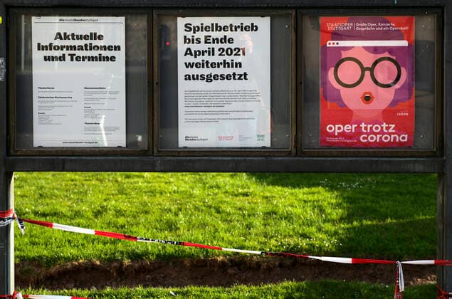 Information Staatstheater und Staatsoper Stuttgart, ausgesetzter Spielbetrieb, Lockdown, Shutdown, Corona-Krise, Stuttgart, Baden-Württemberg, Deutschland Coronavirus